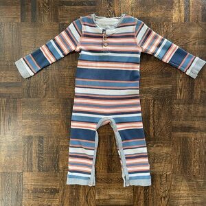 Burt’s Bees Organic Thermal Multi-Striped Baby Henley Jumpsuit